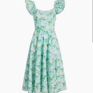 Hill House Blue Roses Floral Daphne Midi Dress Size NWT